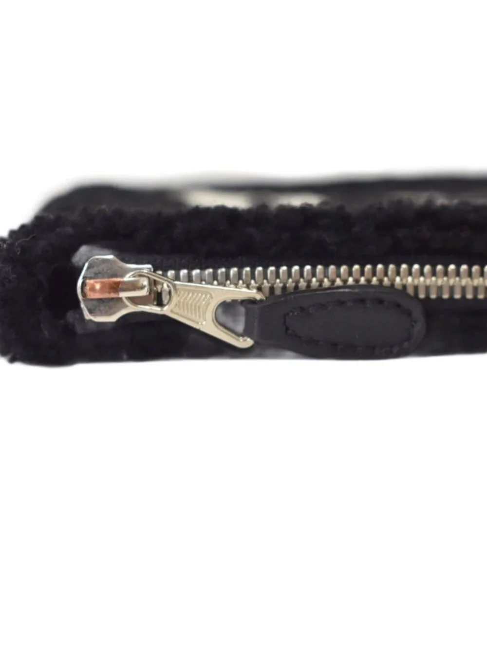 Balenciaga Clutch Shearling Fleece Logo Black White